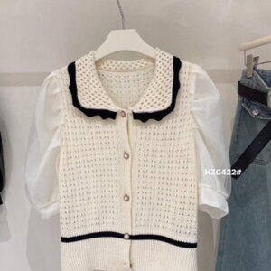 Crochet Cardigan Short Sleeve XS